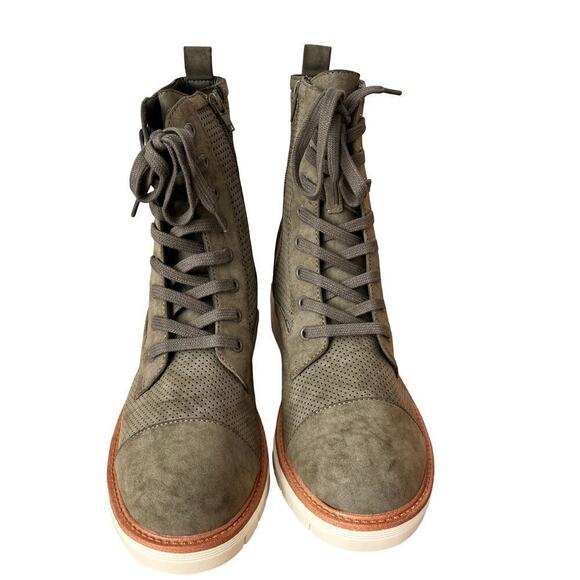 MIA Havenn Kashton Lace Up Combat Boots Size 8.5 Olive Green Perforated Side Zip - Picture 5 of 12